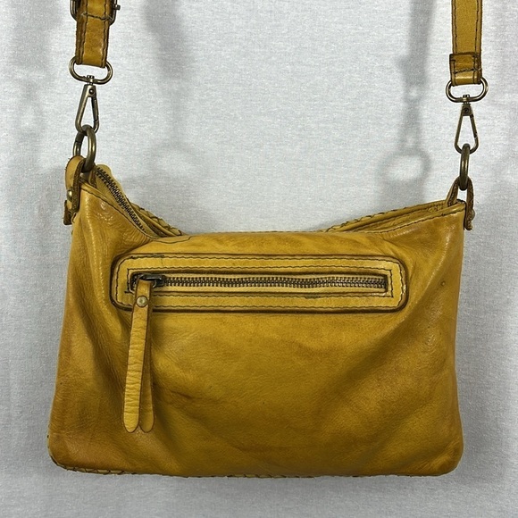 Borse In Pelle Made In Italy Genuine Leather Yellow Woven Boho Crossbody Purse - Picture 2 of 12